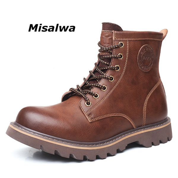 misalwa winter leather men's boots safety work boots lace-up british ankle botas height increasing vintage casual work, Black
misalwa winter leather men's boots safety work boots lace-up british ankle botas height increasing vintage casual work, Black