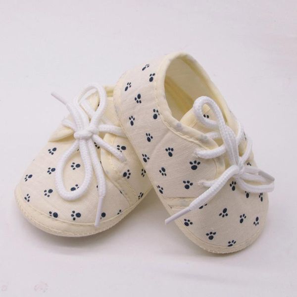Newborn Baby Girls Shoes Letter Footprint Plaid Anti-slip Footwear Crib Shoes Lace-up Soft Sole First Walkers Fashion Baby