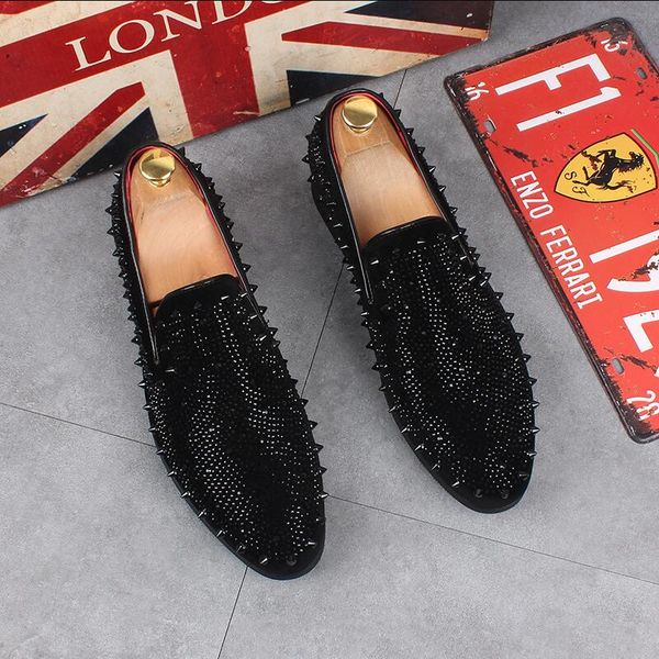 designer men fashion punk night club wear soft leather shoes slip on rivets shoe black rhinestone loafers zapatos
designer men fashion punk night club wear soft leather shoes slip on rivets shoe black rhinestone loafers zapatos