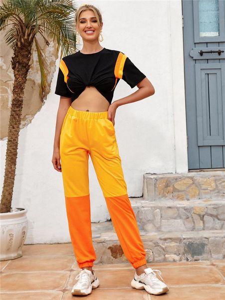 sweatpants fashion contrast color elastic waist long trousers casual loose ankle banded pants women street style, Black;white
sweatpants fashion contrast color elastic waist long trousers casual loose ankle banded pants women street style, Black;white