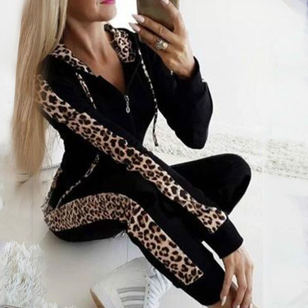women autumn winter keep warm outdoor running suits 2pcs sports tracksuits leopard patchwork hooded zip jacket pants fitness set, Black;blue
women autumn winter keep warm outdoor running suits 2pcs sports tracksuits leopard patchwork hooded zip jacket pants fitness set, Black;blue
