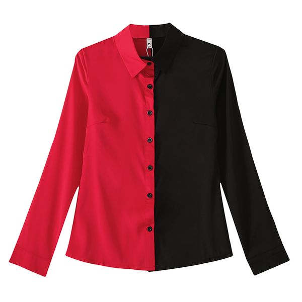 women's blouses & shirts europe style autumn 2021 fashion long sleeves turn down collar two-tone patchwork shirt ladies blouse a3598, White
women's blouses & shirts europe style autumn 2021 fashion long sleeves turn down collar two-tone patchwork shirt ladies blouse a3598, White