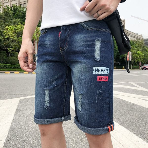 z2rug summer men's denim slim-fit small feet with holes five-point pants trendy brand five-point medium pants 7 seven-point breeches sh, Blue
z2rug summer men's denim slim-fit small feet with holes five-point pants trendy brand five-point medium pants 7 seven-point breeches sh, Blue