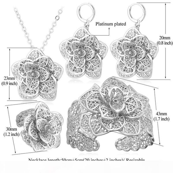 women cuff bracelets 18k gold platinum plated hollow flowers earrings rings necklaces vintage african jewelry sets, Black
women cuff bracelets 18k gold platinum plated hollow flowers earrings rings necklaces vintage african jewelry sets, Black