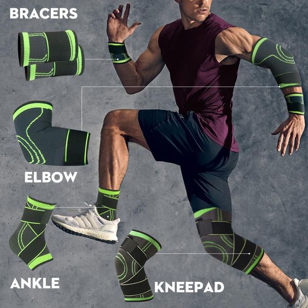 elbow & knee pads skdk 4pc/set compression sleeve sports running basketball fitness cycling tennis ankle wrist support set, Black;gray
elbow & knee pads skdk 4pc/set compression sleeve sports running basketball fitness cycling tennis ankle wrist support set, Black;gray