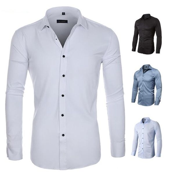 european and american slim shirt men's long-sleeved solid color button-down shirt, White;black
european and american slim shirt men's long-sleeved solid color button-down shirt, White;black