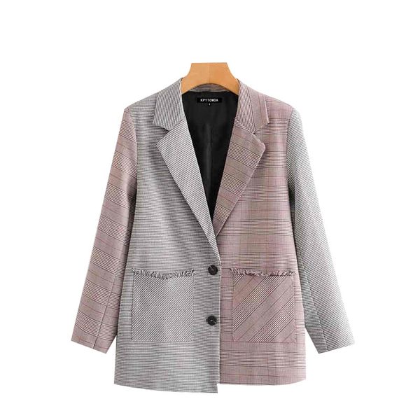 sondr patchwork frayed blazer coat women 2020 fashion long sleeve pockets office wear outerwear chic overcoat, White;black
sondr patchwork frayed blazer coat women 2020 fashion long sleeve pockets office wear outerwear chic overcoat, White;black