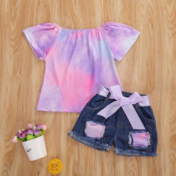 1-6y summer kids girls tie dye clothes sets printed ruffles short sleeve pullover t shirts denim shorts, White
1-6y summer kids girls tie dye clothes sets printed ruffles short sleeve pullover t shirts denim shorts, White
