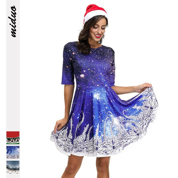 2020 christmas starry sky digital printing women's middle sleeve dress slim big skirt autumn dress, Black
2020 christmas starry sky digital printing women's middle sleeve dress slim big skirt autumn dress, Black