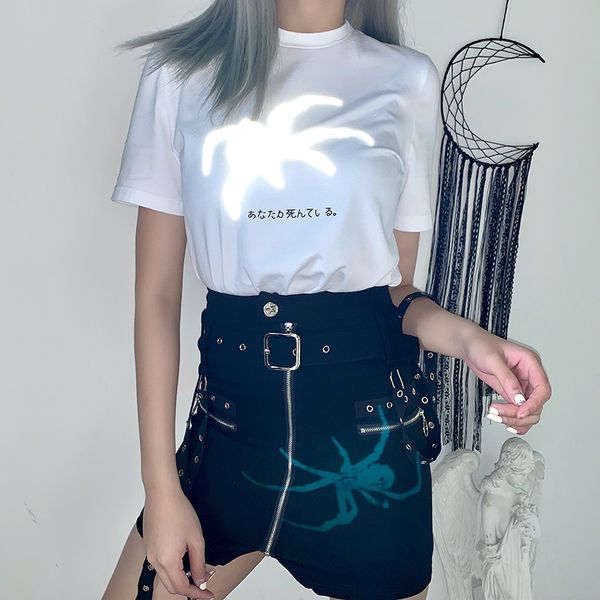 women short sleeve t-shirt stylish reflective spider graphic tees for daily festival rave teen girls basic top, White
women short sleeve t-shirt stylish reflective spider graphic tees for daily festival rave teen girls basic top, White