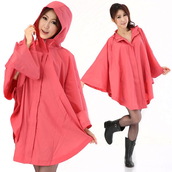 women's stylish pongee waterproof raincoat rain poncho trench coat with hood for hiking and biking, Red;brown
women's stylish pongee waterproof raincoat rain poncho trench coat with hood for hiking and biking, Red;brown