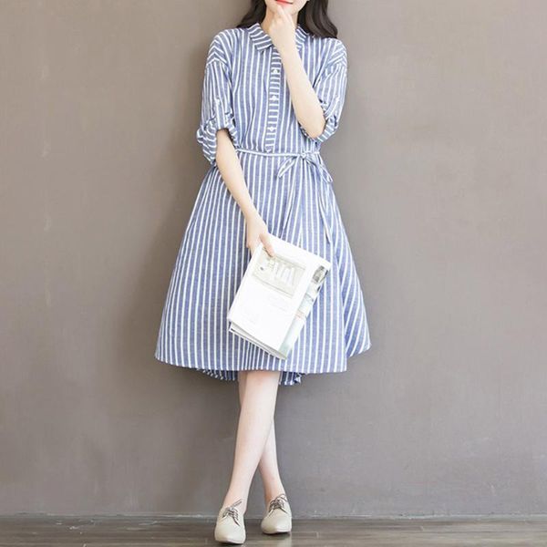 casual dresses 2021 women blue striped sashes dress lady long sleeve turn-down collar a-line party vintage summer, Black;gray
casual dresses 2021 women blue striped sashes dress lady long sleeve turn-down collar a-line party vintage summer, Black;gray