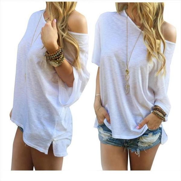women casual solid off shoulder loose t shirts off shoulder cap sleeve drop shipping good quality, White
women casual solid off shoulder loose t shirts off shoulder cap sleeve drop shipping good quality, White