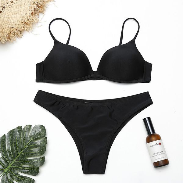 2020 new bikini swimwear steel ring bikini two piece split swimwear solid color v neck bikini bandage split swimwear summer, White;black
2020 new bikini swimwear steel ring bikini two piece split swimwear solid color v neck bikini bandage split swimwear summer, White;black