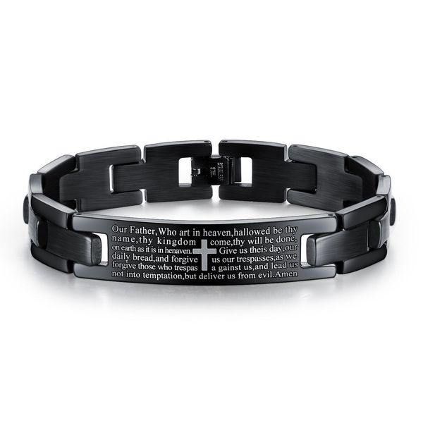 europe and the united states selling black cross scripture men's stainless steel bracelet retro jewelry wholesale postage, Golden;silver
europe and the united states selling black cross scripture men's stainless steel bracelet retro jewelry wholesale postage, Golden;silver