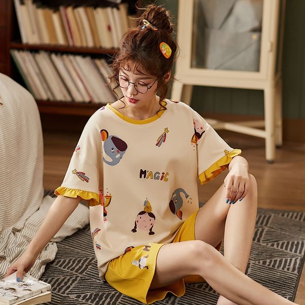 tiruxin women's summer short-sleeved shorts two-piece set korean style student sweet knitted pajamas pajamas cotton women's home w, Blue;red
tiruxin women's summer short-sleeved shorts two-piece set korean style student sweet knitted pajamas pajamas cotton women's home w, Blue;red