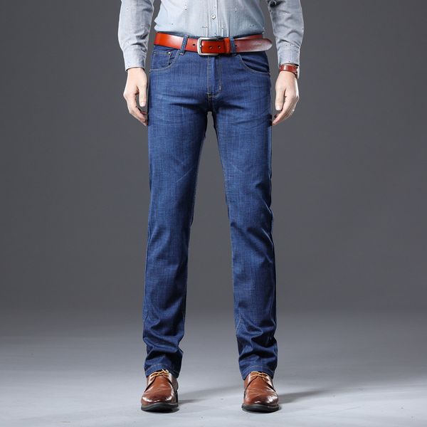 men's jeans 2021 men spring and summer thin business casual middle-aged straight-cut trousers elasticity long pants, Blue
men's jeans 2021 men spring and summer thin business casual middle-aged straight-cut trousers elasticity long pants, Blue