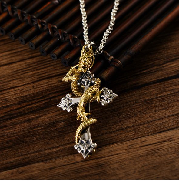 925 sterling silver cross подвеска золотого дракон для мужчин модного rock punk подвеска без цепи мужских аксессуаров подарка 
925 sterling silver cross подвеска золотого дракон для мужчин модного rock punk подвеска без цепи мужских аксессуаров подарка