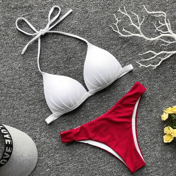 new push up multi color girls polyester bikini 2020 halter swimwear two piece swimsuit female brazilian bikini set solid bath suit, White;black
new push up multi color girls polyester bikini 2020 halter swimwear two piece swimsuit female brazilian bikini set solid bath suit, White;black