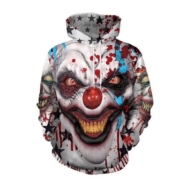 men's halloween clown 3d print horror hooded sweatshirt long sleeve pullover women's loose hoodie wei clothing, Black
men's halloween clown 3d print horror hooded sweatshirt long sleeve pullover women's loose hoodie wei clothing, Black