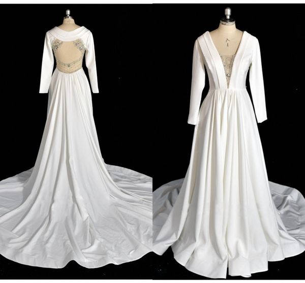 plung v-neck white satin wedding dresses long sleeve crystal beaded backless muslim wedding gown bridal dress reception party dress
plung v-neck white satin wedding dresses long sleeve crystal beaded backless muslim wedding gown bridal dress reception party dress