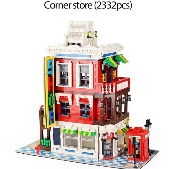 2332pcs Building Blocks City Creator Corner Store Mini Street Architecture Model Educational Diy Bricks House Boy Toys For Kids 03