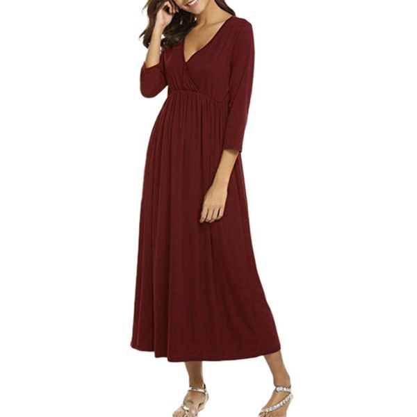 elastic women nightgown for pregnant lactating nursing long loose a line polyester high waist 3/4 sleeves solid sleeping v neck, Black;red
elastic women nightgown for pregnant lactating nursing long loose a line polyester high waist 3/4 sleeves solid sleeping v neck, Black;red