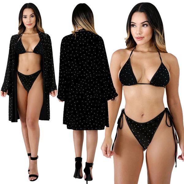 womens sequin 3pcs summer bikinis woman fluorescent solid color halter with low waist short swimwear sets women beach bathing clothes, White;black
womens sequin 3pcs summer bikinis woman fluorescent solid color halter with low waist short swimwear sets women beach bathing clothes, White;black
