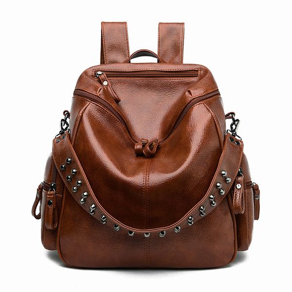 women backpacks quality wterproof pu leather school bags for girls multi-function rivets shoulder lappacks travel organizer
women backpacks quality wterproof pu leather school bags for girls multi-function rivets shoulder lappacks travel organizer