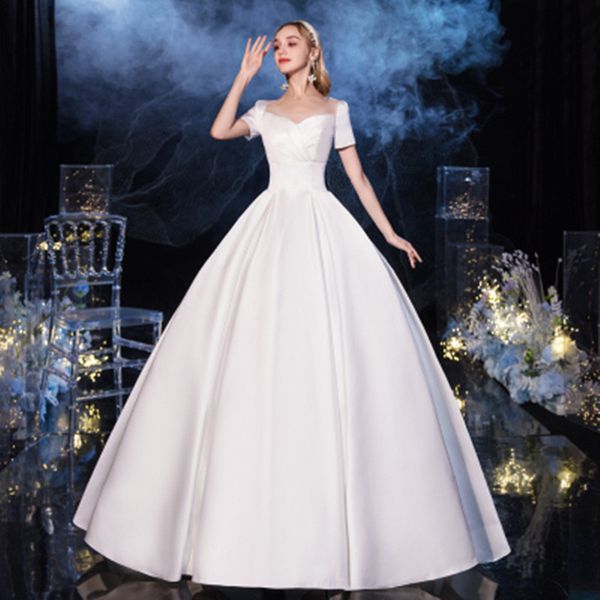 boat neck satin beach wedding dresses 2021 short sleeves simple wedding gowns ivory long bride dress vestido novia, White
boat neck satin beach wedding dresses 2021 short sleeves simple wedding gowns ivory long bride dress vestido novia, White