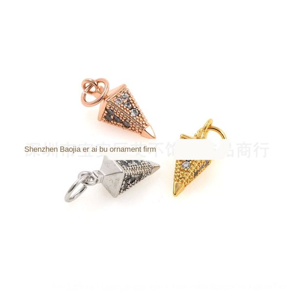pointed cone diy pendant personalized creative pendant copper plated gold micro-studded zircon diy bracelet necklace accessories, Silver
pointed cone diy pendant personalized creative pendant copper plated gold micro-studded zircon diy bracelet necklace accessories, Silver