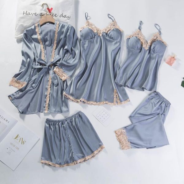 lace patchwork kimono bathrobe gown satin 5pcs sleepwear nightgown lady nighty&robe suit intimate lingerie home clothes, Black;red
lace patchwork kimono bathrobe gown satin 5pcs sleepwear nightgown lady nighty&robe suit intimate lingerie home clothes, Black;red