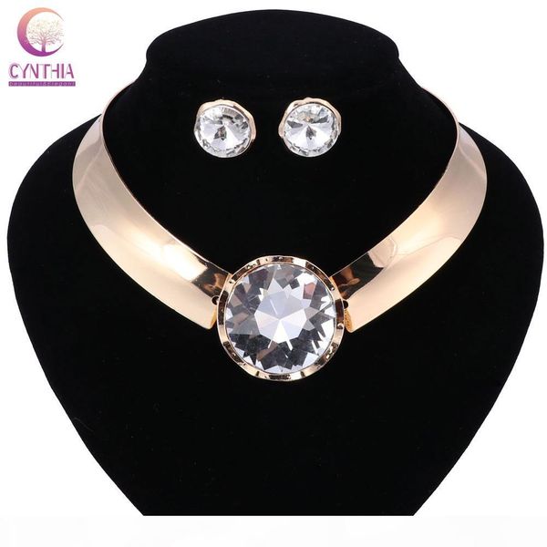 gold plated metallic necklace earrings statement crystal jewelry set for women punk style female party jewelry sets, Black
gold plated metallic necklace earrings statement crystal jewelry set for women punk style female party jewelry sets, Black