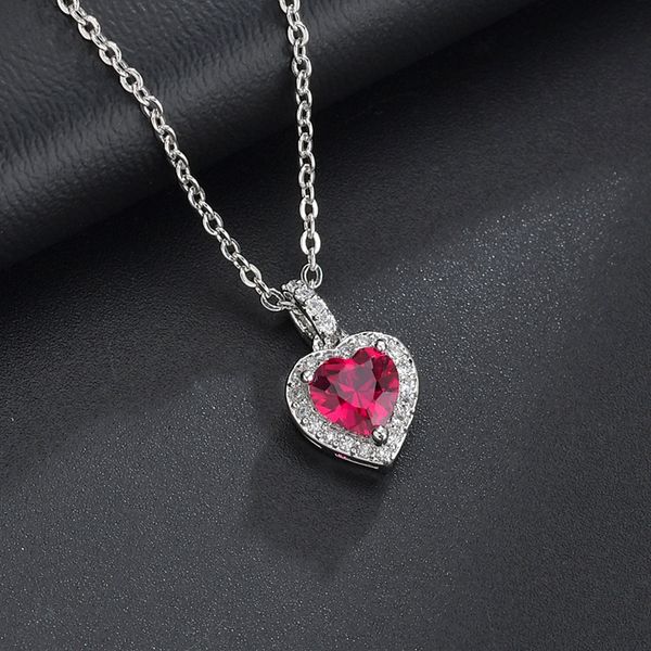 love red corundum clavicle heart design necklaces zircon inlaid pendant platinum plating pendants for female factory direct, Silver
love red corundum clavicle heart design necklaces zircon inlaid pendant platinum plating pendants for female factory direct, Silver