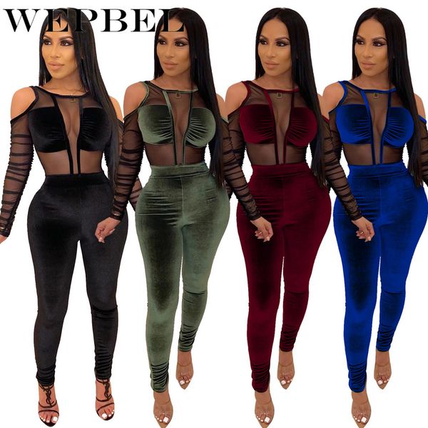wepbel full sleeve mesh velvet bodysuits + pants suit two piece set night club party outfits women's set tracksuit, Black
wepbel full sleeve mesh velvet bodysuits + pants suit two piece set night club party outfits women's set tracksuit, Black