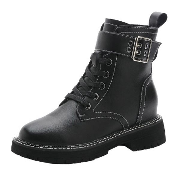 2020 autumn season season leather boots women's thick bottom increased casual lace wild all-size women's boots, Black
2020 autumn season season leather boots women's thick bottom increased casual lace wild all-size women's boots, Black