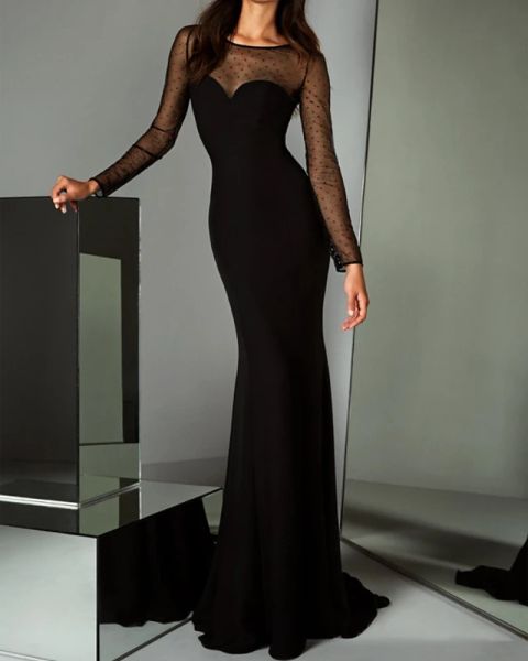 mermaid / trumpet elegant black party wear formal evening dress illusion neck long sleeve sweep / brush train tulle with sequin, Black;red
mermaid / trumpet elegant black party wear formal evening dress illusion neck long sleeve sweep / brush train tulle with sequin, Black;red
