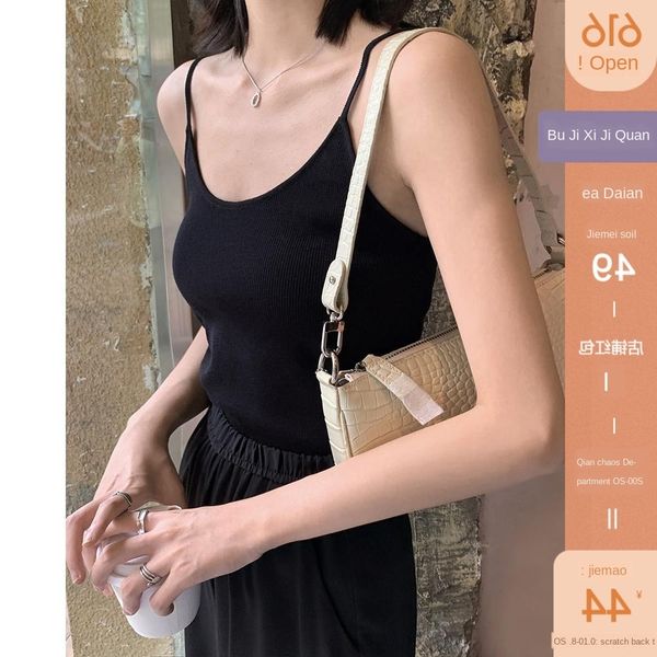 knitted small sling female slim fit inside and outside white student simple camisole vest base vest, Camo 
knitted small sling female slim fit inside and outside white student simple camisole vest base vest, Camo