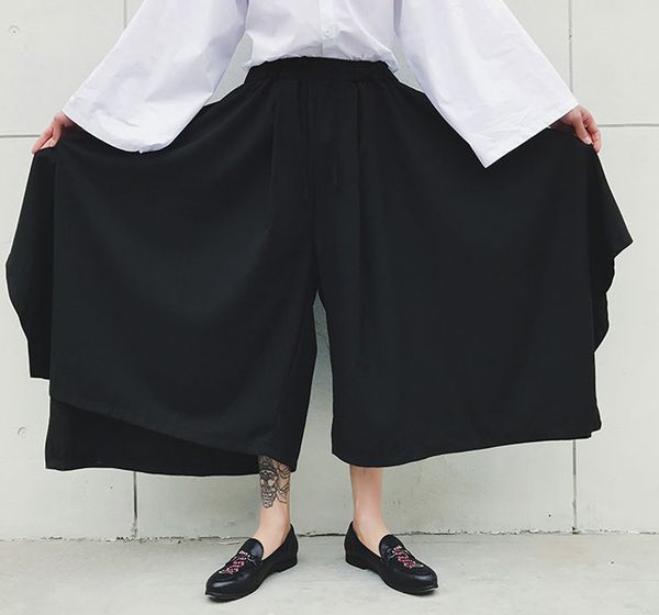 punk pants nightclub stage costume male vintage street dance hip hop pants culottes men summer irregular design wide leg large, Black
punk pants nightclub stage costume male vintage street dance hip hop pants culottes men summer irregular design wide leg large, Black