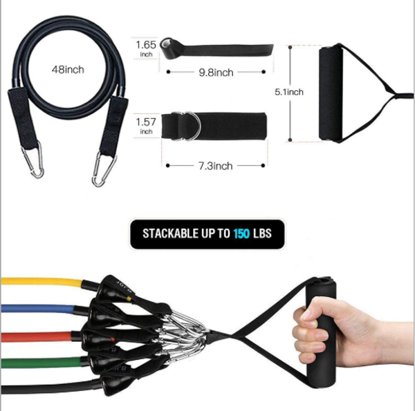 150 lbs. pull with 11-piece fitness pull rope 11-piece muscle training with puller latex
150 lbs. pull with 11-piece fitness pull rope 11-piece muscle training with puller latex