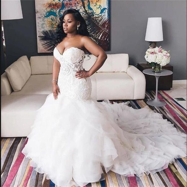 vintage lace mermaid wedding dresses plus size sweetheart illusion vestido de novia long luxury wedding gowns, White
vintage lace mermaid wedding dresses plus size sweetheart illusion vestido de novia long luxury wedding gowns, White