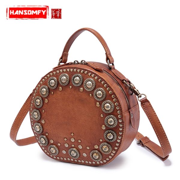 genuine leather women small bag female 2020 new diagonal cross bag retro handmade rivet round handbag shoulder messenger bags
genuine leather women small bag female 2020 new diagonal cross bag retro handmade rivet round handbag shoulder messenger bags