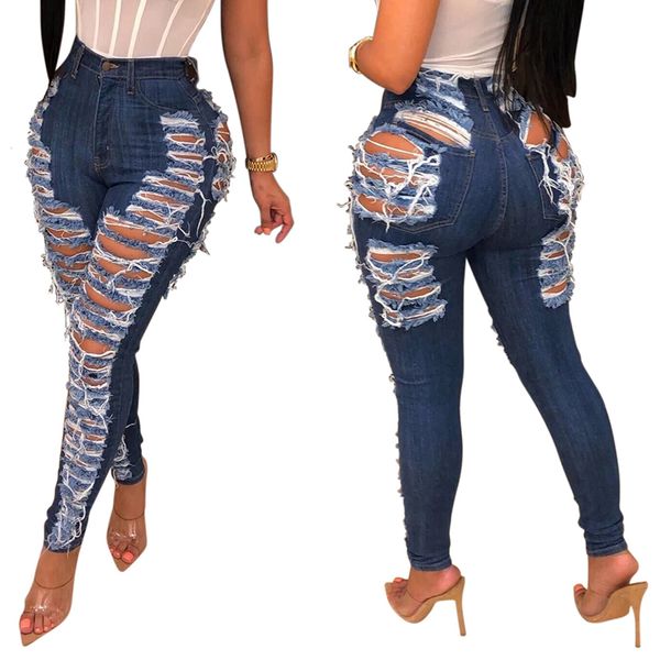 women's jeans spring summer hole ripped boyfriend women cotton cool denim slim elastic skinny pants destroyed femme pencil trouser, Blue
women's jeans spring summer hole ripped boyfriend women cotton cool denim slim elastic skinny pants destroyed femme pencil trouser, Blue