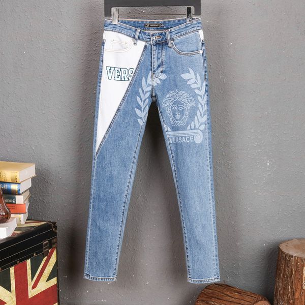 2020 new tide hole stretch elastic slim feet pants embroidered collage jeans fashion brand hip hop mens designer sweatpants, Blue
2020 new tide hole stretch elastic slim feet pants embroidered collage jeans fashion brand hip hop mens designer sweatpants, Blue