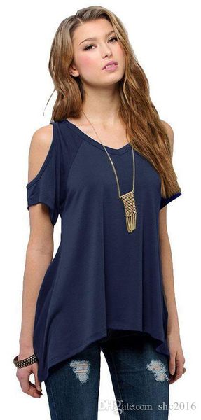 женщины футболки v-образным вырезом с коротким рукавом прохладно сексуальные плечи высокого качества сплошной цвет mermaid хем различные top, White 
женщины футболки v-образным вырезом с коротким рукавом прохладно сексуальные плечи высокого качества сплошной цвет mermaid хем различные top, White