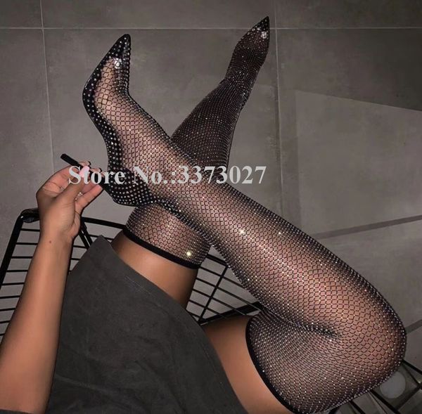 new bling crystal thigh high boots women pointed toe stiletto heel over the knee long boots lady fashion banquet short boot y200723, Black
new bling crystal thigh high boots women pointed toe stiletto heel over the knee long boots lady fashion banquet short boot y200723, Black