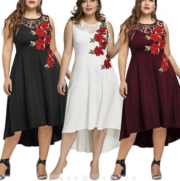 dresees women plus size summer dresses fashion lace embroidery sleeveless dresses casual solid color o neck, Black;gray 
dresees women plus size summer dresses fashion lace embroidery sleeveless dresses casual solid color o neck, Black;gray