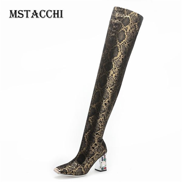 mstacchi women snakeskin rhinestones square toe thigh high boots metal decoration print boots retro girl chunky heels, Black
mstacchi women snakeskin rhinestones square toe thigh high boots metal decoration print boots retro girl chunky heels, Black