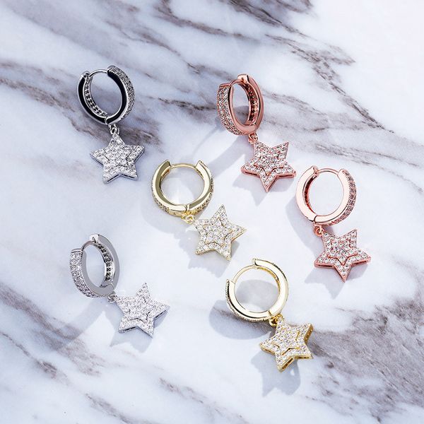 iced out five-pointed star earrings cubic zirconia stud earrings mens hip hop jewelry party gift, Golden;silver
iced out five-pointed star earrings cubic zirconia stud earrings mens hip hop jewelry party gift, Golden;silver