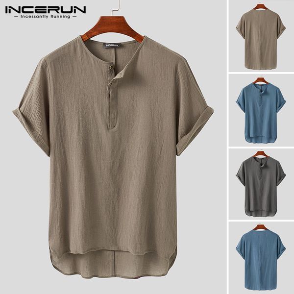 incerun vintage men casual shirt brand solid color cotton 2020 summer short sleeve o neck blouse retro leisure chemise harajuku, White;black
incerun vintage men casual shirt brand solid color cotton 2020 summer short sleeve o neck blouse retro leisure chemise harajuku, White;black